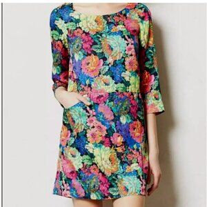 HD in Paris Anthropologie Tropicalist Shift Mini Dress Colorful Floral‎ Spring